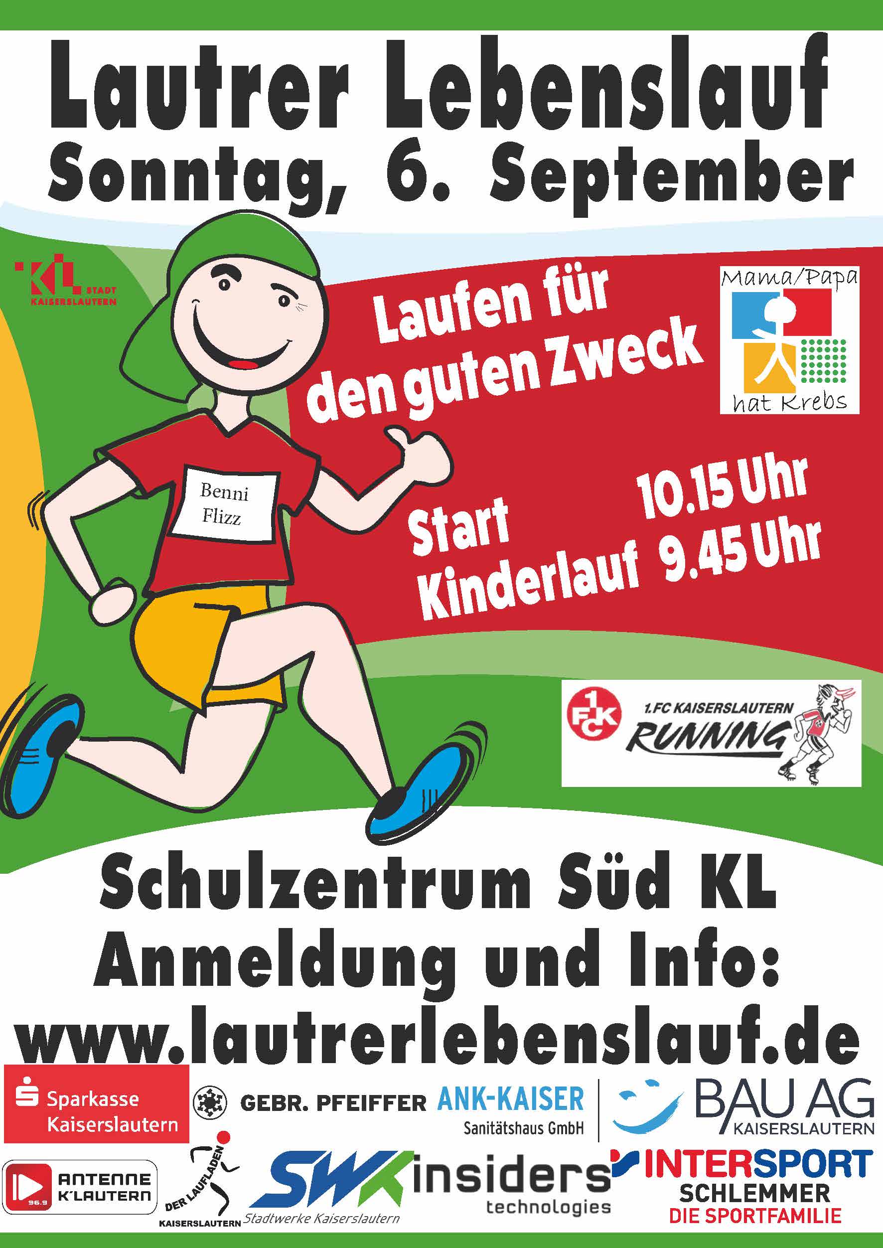 Flyer A 5 Vorderseite LautrerLebenslauf 2026 MamaPapahatKrebs FCK Running